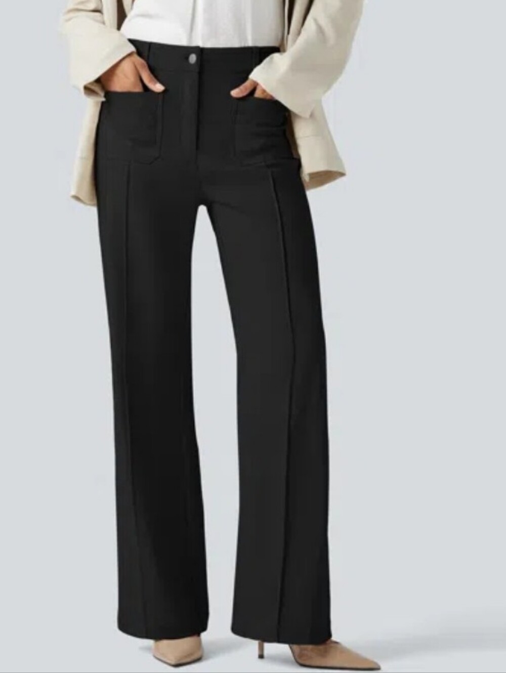 Halara Women's Black High-Rise Button Fly Pants